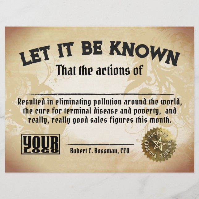 Employee top sales funny work certificate award (Front)