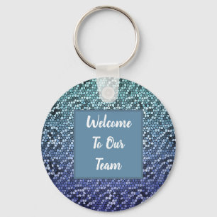 Employee Welcome Blue Mosaic Business Team Keychain