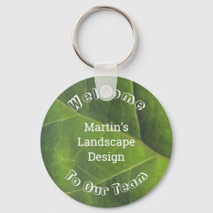 Employee Welcome Bright Green Leaf Professional Keychain
