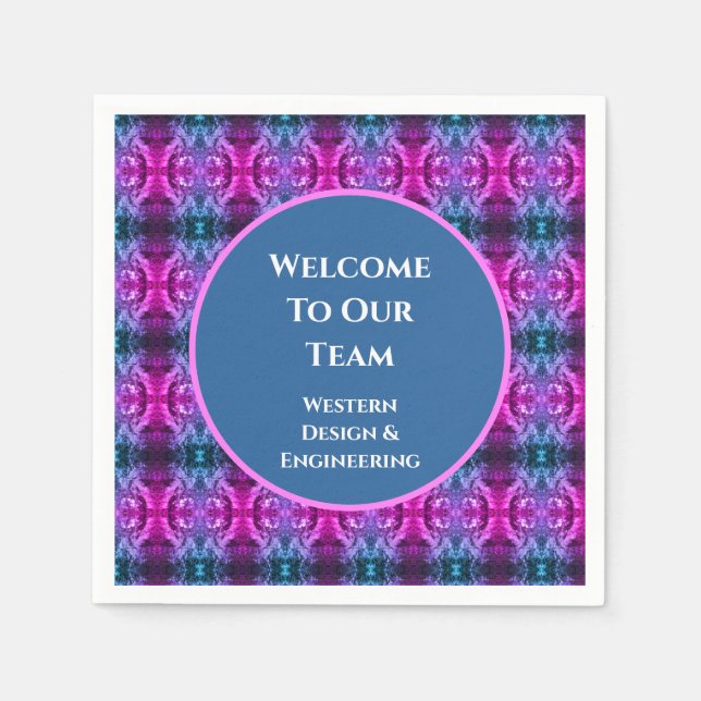 Employee Welcome Bright Kaleidoscope Business Team Napkins (Front)