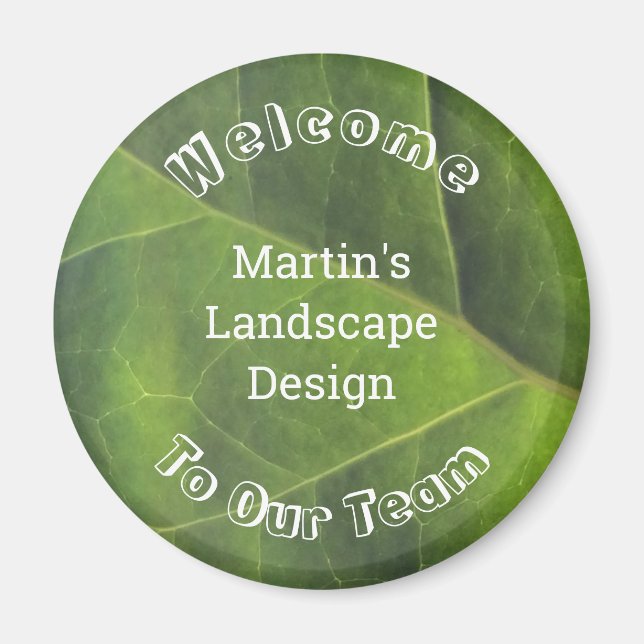 Employee Welcome Green Leaf Photo Team Member Magnet (Front)