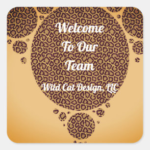 Employee Welcome Large Wild Cat Pattern Business Square Sticker