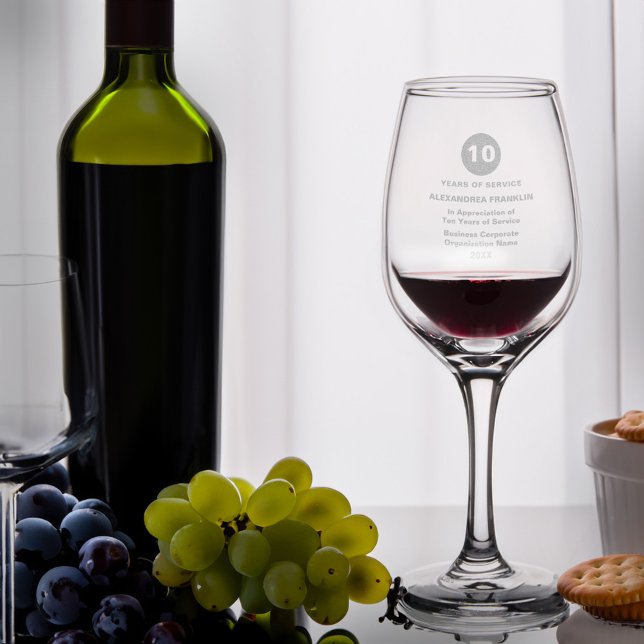 Employee Years Of Service Business Company Awards  Wine Glass (Employee Years Of Service Business Company Awards Wine Glasses are great to celebrate the moment. )