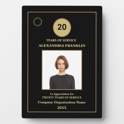 Employee Years Of Service Photo Logo Gold Awards Plaque | Zazzle