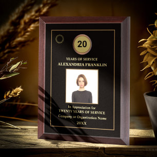 Employee Years Of Service Photo Logo Gold Black Award Plaque