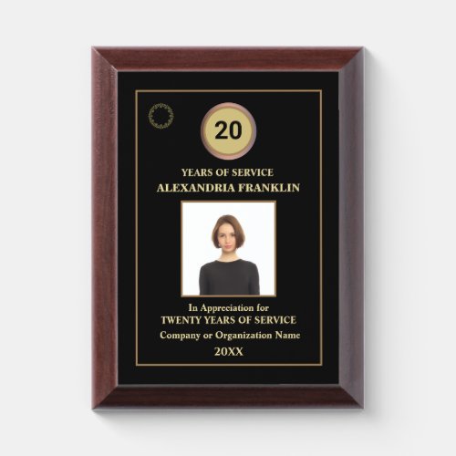 Employee Years Of Service Photo Logo Gold Black Award Plaque