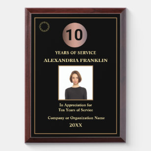 Employee Years Of Service Photo Logo Gold Custom Award Plaque
