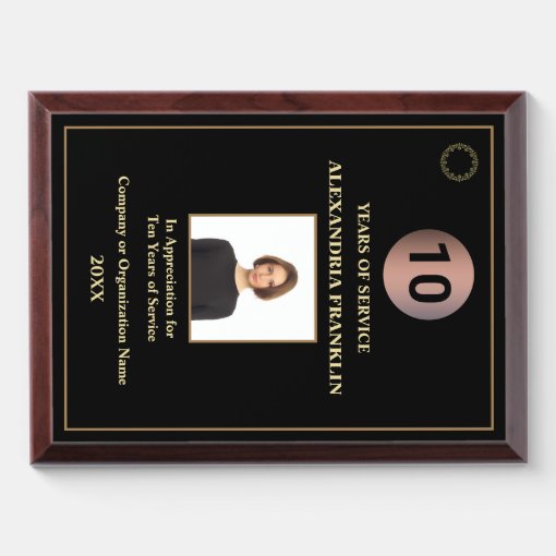 Employee Years Of Service Photo Logo Gold Custom Award Plaque | Zazzle