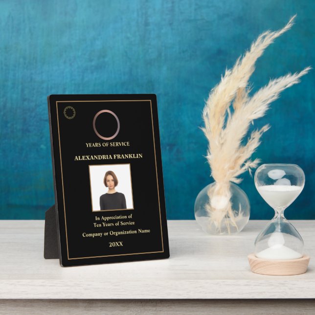 Employee Years Of Service Photo Logo Gold Custom Plaque (Side)