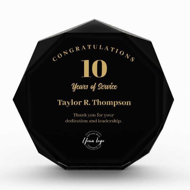 Employee years of service recognition logo Custom Acrylic Award (Front)
