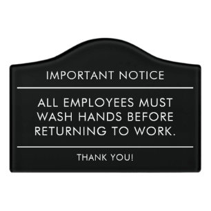 Employees Must Wash Hands - Business Bathroom Door Sign