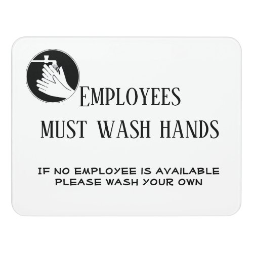 Employees Must Wash Hands Restaurant Bathroom Door Sign