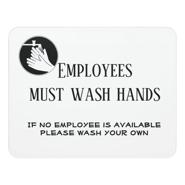 Employees Must Wash Hands Restaurant Bathroom Door Sign (Contemporary Front)