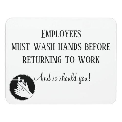 Employees Must Wash Hands Restaurant Bathroom Door Sign