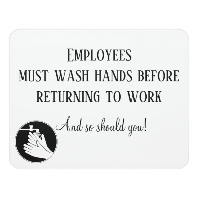 Employees Must Wash Hands Restaurant Bathroom Door Sign (Contemporary Front)