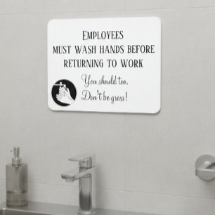 Employees Must Wash Hands Restaurant Bathroom Door Sign