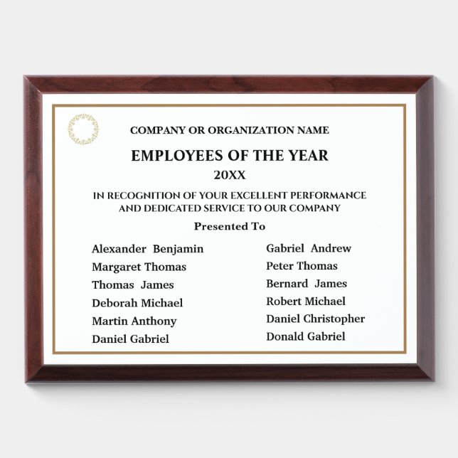 Employees Of The Year Business Logo Awards Plaque  (Horizontal)