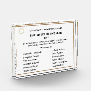 Employees Of The Year Business Logo Custom Acrylic Award