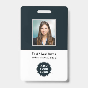 Employee's Photo Company Logo, Barcode Custom Name Badge