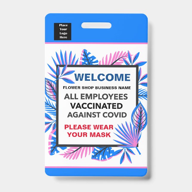 Employees Vaccinated Business Logo Custom  Badge (Front)