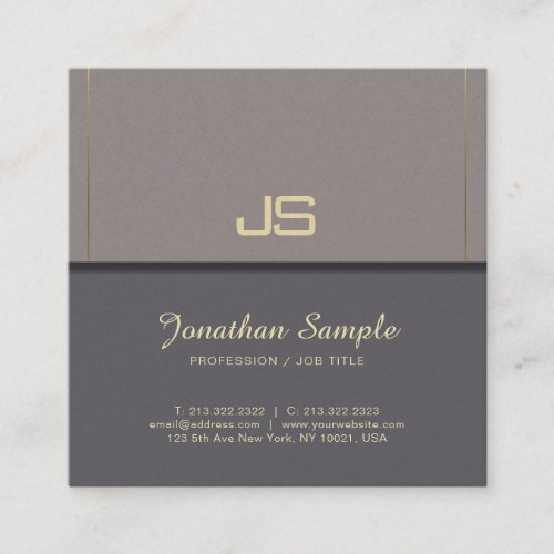 Employer Businessman Elite Monogram Plain Luxe Square Business Card