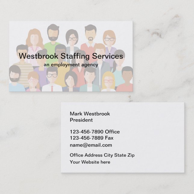 Employment Agency Staffing Services Business Card (Front/Back)