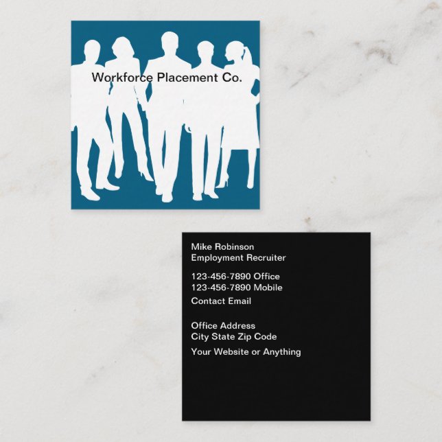 Employment Agency Work Job Placement Square Business Card (Front/Back)