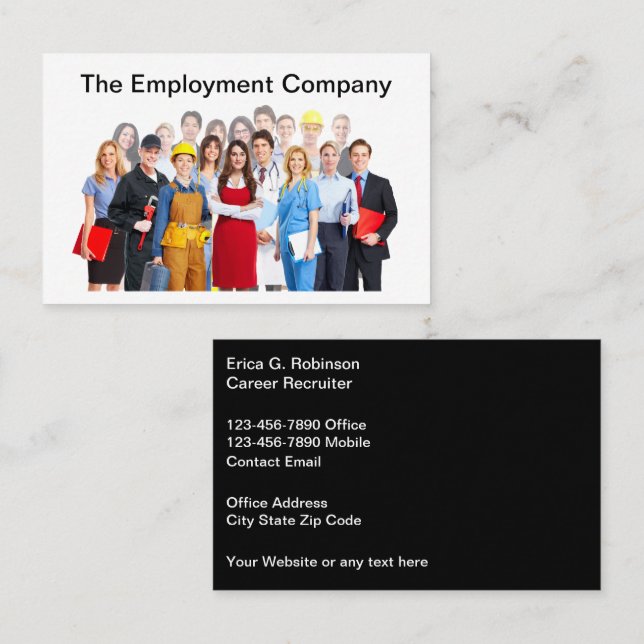 Employment Temp Agency Business Cards (Front/Back)