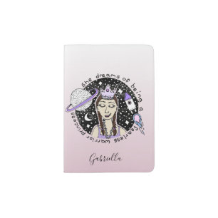 Empower Feminist Girl Princess Galaxy Dream Doodle Passport Holder