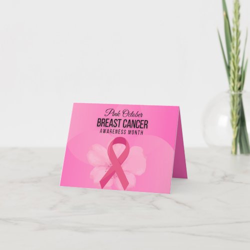 Empower  Support Pink October Breast Cancer Thank You Card