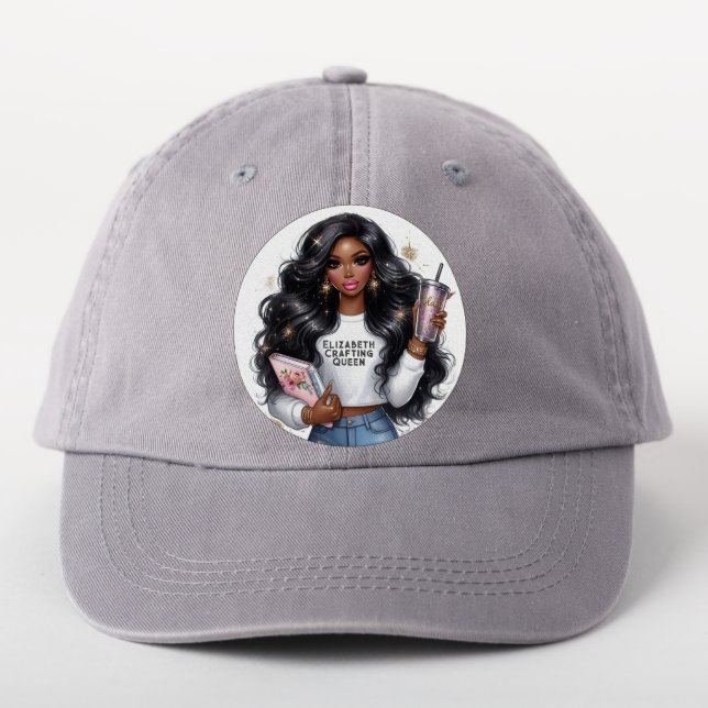 Empowered African American Crafting Queen Design Patch (On Headwear)