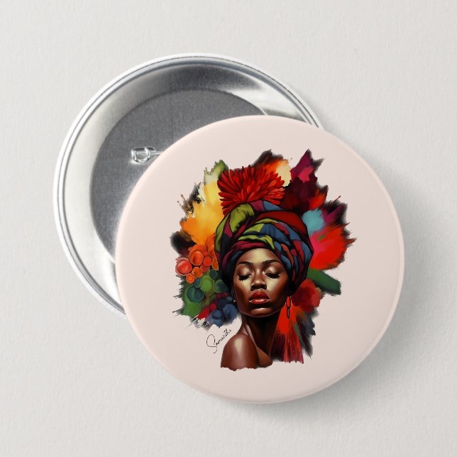 Empowered African-American Woman Button (Front & Back)