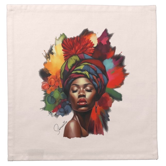 Empowered African-American Woman Cloth Napkin (Front)