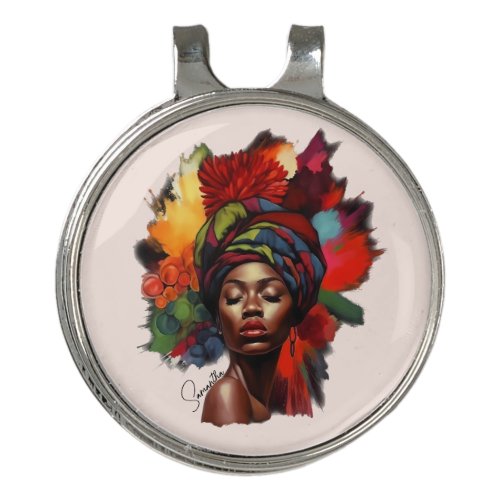 Empowered African_American Woman Golf Hat Clip