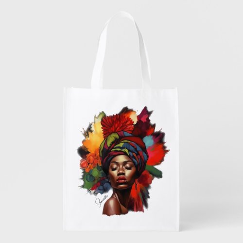 Empowered African_American Woman Grocery Bag