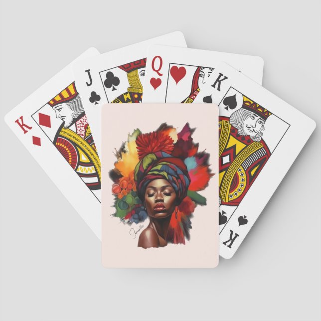 Empowered African-American Woman Poker Cards (Back)