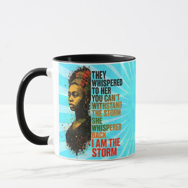Empowered Black Woman In Bold Pan-African Colors Mug (Left)