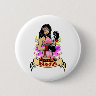 Empowered Latina Woman Boxing Kickboxing Girl Fitn Button