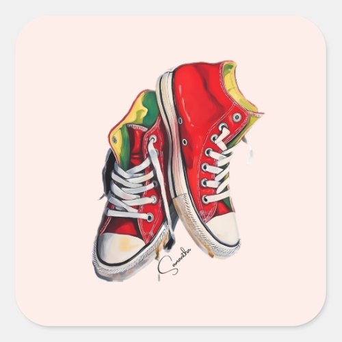 Empowered Steps Juneteenth Inspired Sneaker Print Square Sticker