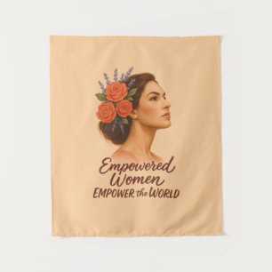 Empowered Woman with Floral Tapestry