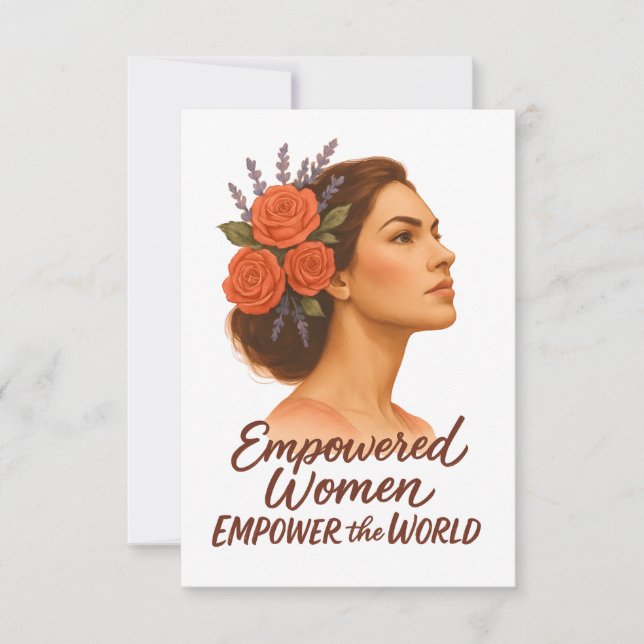 Empowered Woman with Floral Thank You Card (Front)