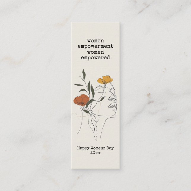 Empowered Women 8th March Bookmark Mini Business Card (Front)