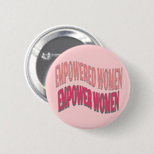 Empowered women empower quote pink peach red text button