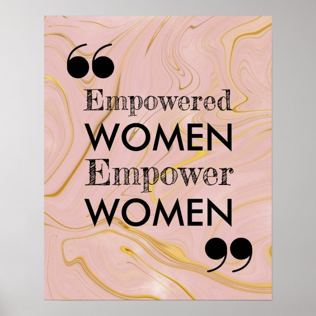 Empowered Women Marbled Inspiring Quote Poster (Front)