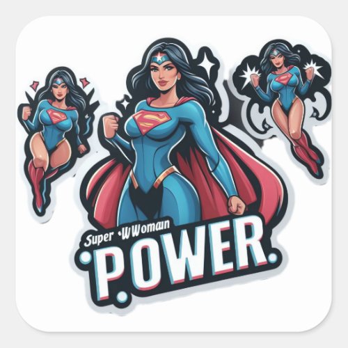 EmpowerHER Super Woman Power Design Sticker Square Sticker