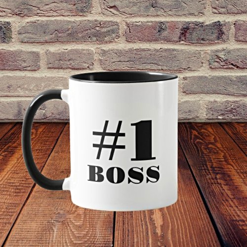 Empowering 1 Boss Quote _ Sleek Black Minimalist Mug