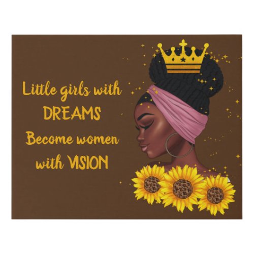Empowering Black Girl Quote   Faux Canvas Print