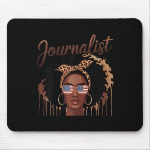 Empowering Black Journalist Bold Afro Portrait Mouse Pad
