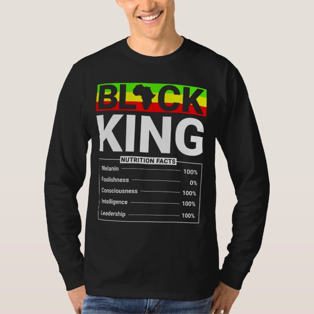Empowering Black King Definition Nutrition Label P T-Shirt (Front)