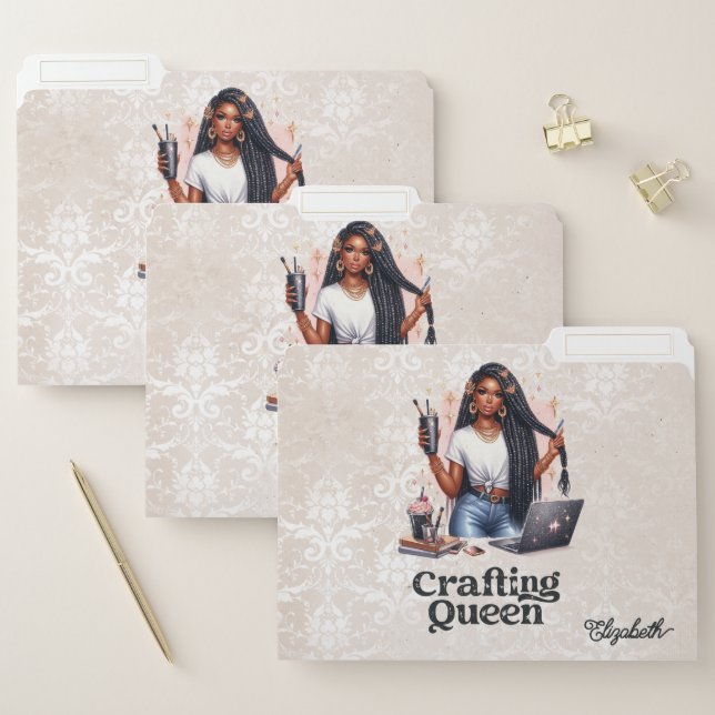Empowering Black Woman Crafting Queen Design File Folder (Set)